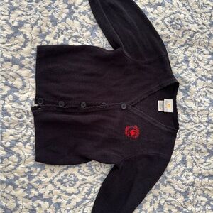 Black Cardigan with Red Logo